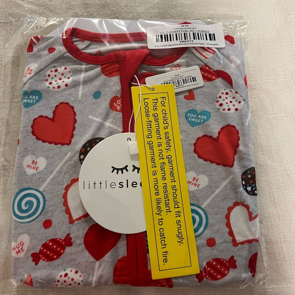 Little Sleepies 3-6M Gray Sweet Valentine Zippy